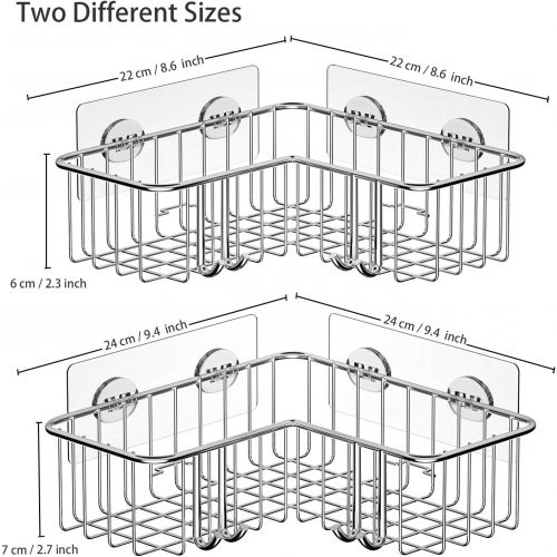  [아마존 핫딜] [아마존핫딜]SMARTAKE 2-Pack Corner Shower Caddy, Adhesive Bath Shelf with Hooks, SUS304 Stainless Steel Storage Organizer for Bathroom, Toilet, Kitchen and Dorm