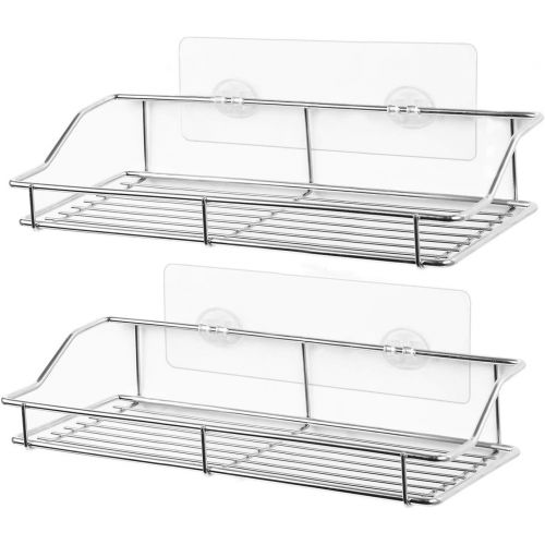  [아마존 핫딜] SMARTAKE 2-Pack Shower Caddy, Adhesive Bathroom Shelf Wall Mounted, No Drilling Strong Shower Caddies Kitchen Racks - Stainless Steel Storage Organizers (9.9 Inches), Silver