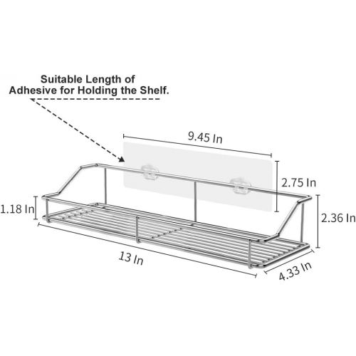  [아마존 핫딜] SMARTAKE 2-Pack Shower Caddy, Wall Mounted Rustproof Bathroom Shelf with Adhesive, No Drilling Strong Shower Racks, Stainless Steel Storage Organizers for Kitchen Toilet Dorm (13 I