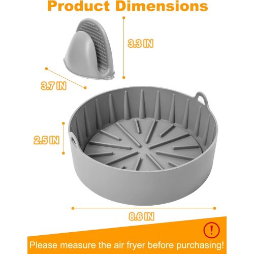  SMARTAKE Air Fryer Silicone Pot, Easy Cleaning Air fryer Oven Accessories, Replacement of Parchment Paper Liners, Food Safe Reusable Air Fryer Basket, for 6QT or Bigger, Round - 8.