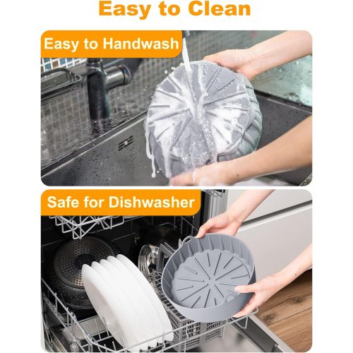  SMARTAKE Air Fryer Silicone Pot, Easy Cleaning Air fryer Oven Accessories, Replacement of Parchment Paper Liners, Food Safe Reusable Air Fryer Basket, for 6QT or Bigger, Round - 8.