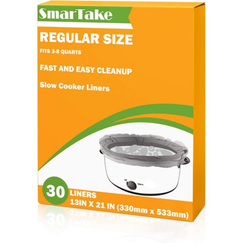  [아마존베스트]SMARTAKE Slow Cooker Liners, 13 × 21 Inches Disposable Cooking Bags, Easy Clean-Up Plastic Bags, Fit 3QT to 8QT, for Slow Cooker, Crockpot, Aluminum Cooking Trays, Pans, 1 Pack (30