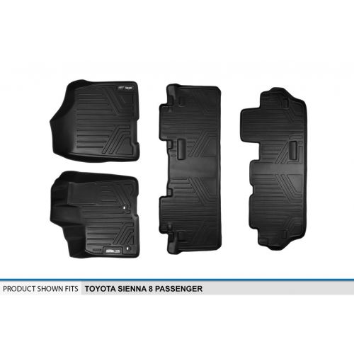  SMARTLINER MAXLINER Custom Fit Floor Mats 3 Row Liner Set Black for 2013-2020 Toyota Sienna 8 Passenger Model