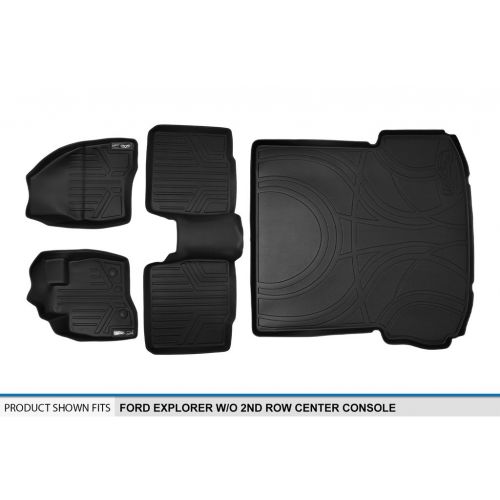  SMARTLINER MAXLINER Floor Mats (2 Rows) and Cargo Liner Behind 2nd Row Set Black for 2015-2016 Ford Explorer Without 2nd Row Center Console