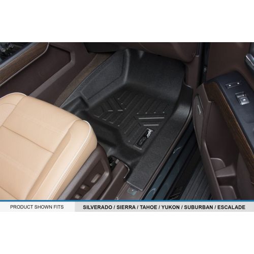  SMARTLINER Floor Mats 3 Rows and Cargo Liner Behind 2nd Row Set Black for 2015-2018 Suburban / Yukon XL (with 2nd Row Bench Seat)