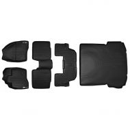 SMARTLINER Floor Mats 3 Rows and Cargo Liner Behind 2nd Row Set Black for 2015-2016 Ford Explorer without 2nd Row Center Console