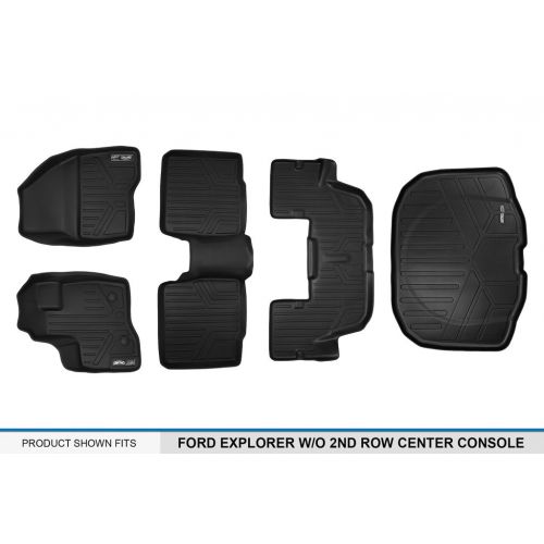  SMARTLINER MAXLINER A0082/B0082/C0082/E0082 MAXFLOORMAT Floor Mats (3 Set) and MAXTRAY Cargo Liner Ford Explorer (W/O 2nd Row Center Console) 2011-2014 (Black)