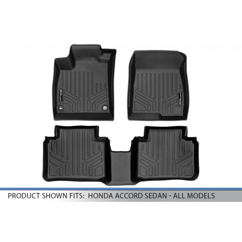  SMARTLINER Custom Fit Floor Mats 2 Row Liner Set Black for 2018-2019 Honda Accord - All Models