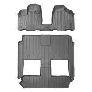 SMARTLINER MAXLINER Floor Mats 3 Row Liner Set Grey for 2008-2018 Dodge Grand Caravan/Chrysler Town & Country (Stown Go Only)