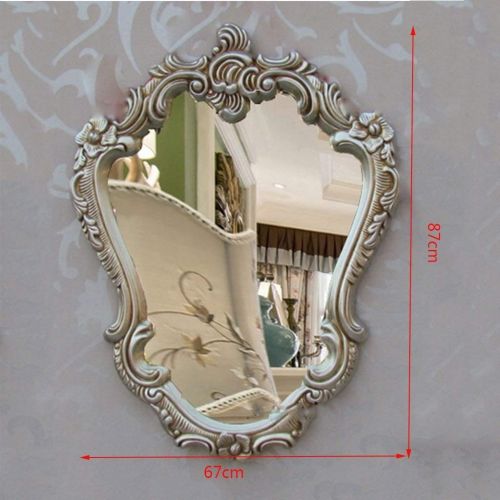  SMC Mirror Home Retro Wall Hanging Background Decorative Mirror Solid Color Waterproof Vanity Mirror (Color : Antique Silver)