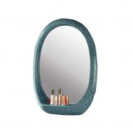 SMC Mirror Solid Color Bathroom Storage Mirror Wall Hanging Vanity Mirror Toilet Finishing Mirror (Color : Blue)