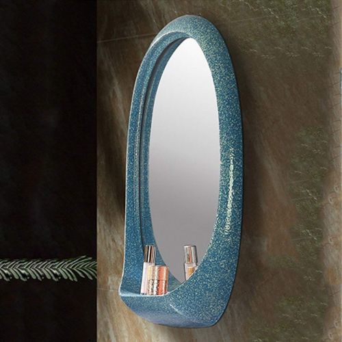  SMC Mirror Solid Color Bathroom Storage Mirror Wall Hanging Vanity Mirror Toilet Finishing Mirror (Color : Blue)