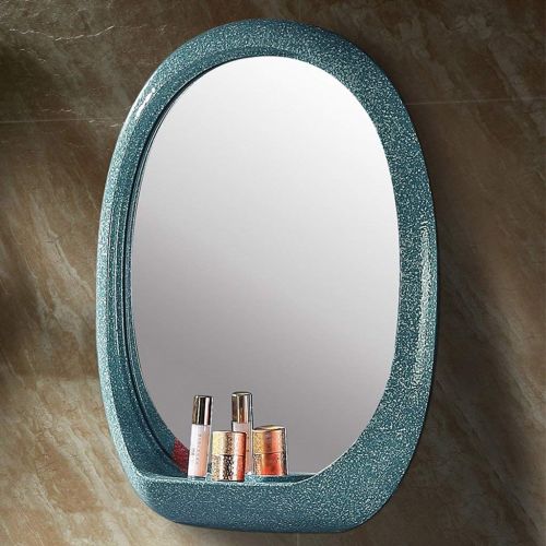  SMC Mirror Solid Color Bathroom Storage Mirror Wall Hanging Vanity Mirror Toilet Finishing Mirror (Color : Blue)