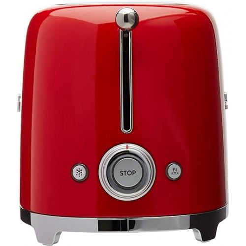 스메그 Smeg TSF02RDUS 50's Retro Style Aesthetic 4 Slice Toaster, Red