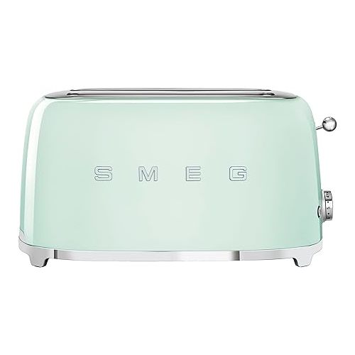 스메그 Smeg TSF02PGUS 50's Retro Style Aesthetic 4 Slice Toaster, Pastel Green