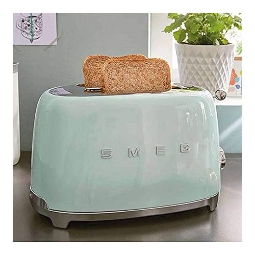스메그 Smeg TSF02PGUS 50's Retro Style Aesthetic 4 Slice Toaster, Pastel Green