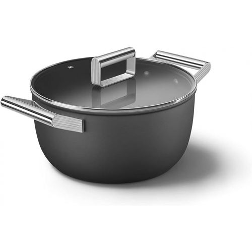 스메그 Smeg Black 5-Quart 9.5-Inch Casserole Dish with Lid