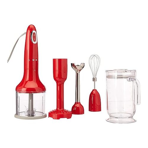 스메그 Smeg Red 50's Retro Hand Blender with Accessories