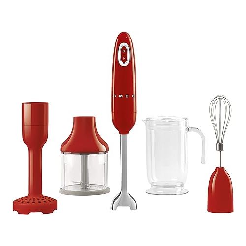 스메그 Smeg Red 50's Retro Hand Blender with Accessories