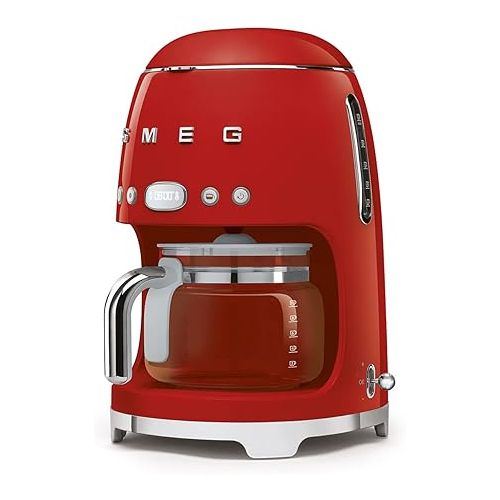 스메그 Smeg Drip Filter Coffee Machine, Red, 10 cup