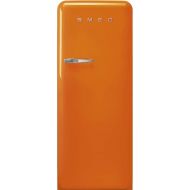 Smeg FAB28 50's Retro Style Aesthetic Top Freezer Refrigerator with 9.92 Cu Total Capacity, Multiflow Cooling System, Adjustable Glass Shelves 24-Inches, Orange Right Hand Hinge