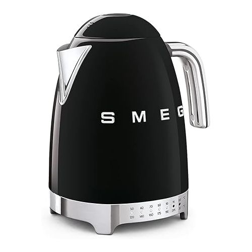 스메그 Smeg Black Stainless Steel 50's Retro Variable Temperature Kettle