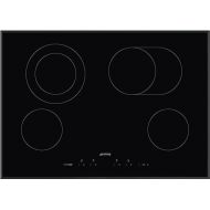 Smeg 30'' Ceramic Cooktop with Angle Edge Glass, Black Glass Suprema With Soft Touch Controls, 4 High Light Radient Elements