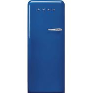 Smeg FAB28 50's Retro Style Aesthetic Top Freezer Refrigerator with 9.92 Cu Total Capacity, Multiflow Cooling System, Adjustable Glass Shelves 24-Inches, Blue Left Hand Hinge
