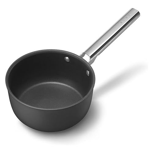 스메그 Smeg CKFS2011BLM Saucepan Black, Non-Stick, Aluminium, Patented Base, 20cm