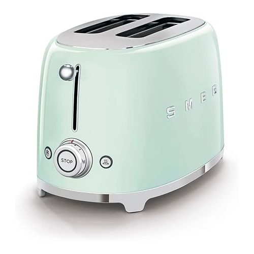 스메그 SMEG 2 Slice Toaster and Sandwich Rack Combo, Pastel Green