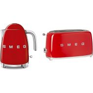 SMEG 7 CUP Kettle (Red) & TSF02RDUS 50's Retro Style 4 Slice Toaster, Red, large