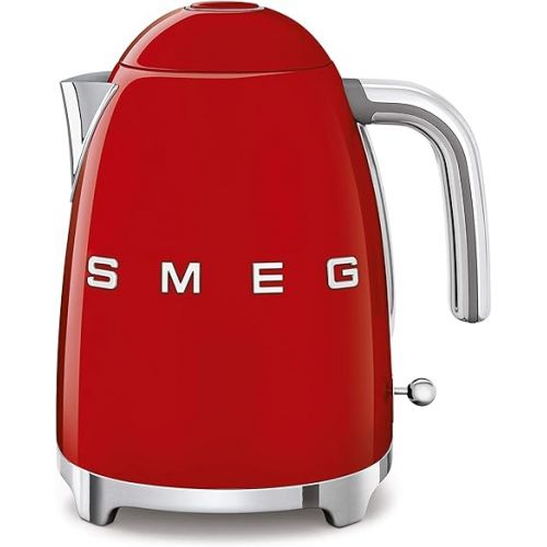 스메그 SMEG 7 CUP Kettle (Red) & TSF02RDUS 50's Retro Style 4 Slice Toaster, Red, large