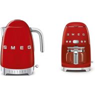 Smeg Red 50's Retro Kettle and 10-Cup Drip Coffee Machine Bundle