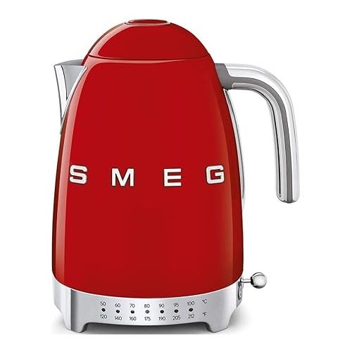 스메그 Smeg Red 50's Retro Kettle and 10-Cup Drip Coffee Machine Bundle