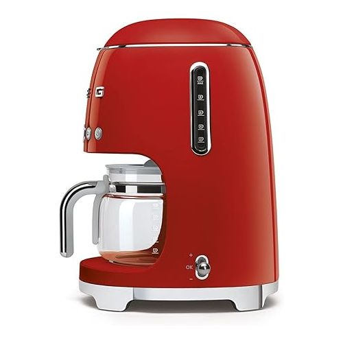 스메그 Smeg Red 50's Retro Kettle and 10-Cup Drip Coffee Machine Bundle