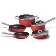 SMEG 8PC Non Stick Cookware Set, Red 9.5