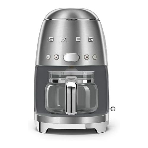 스메그 Smeg 7 Cup Variable Electric Kettle & 10 Cup Programmable Coffee Maker Bundle, Polished Stainless Steel