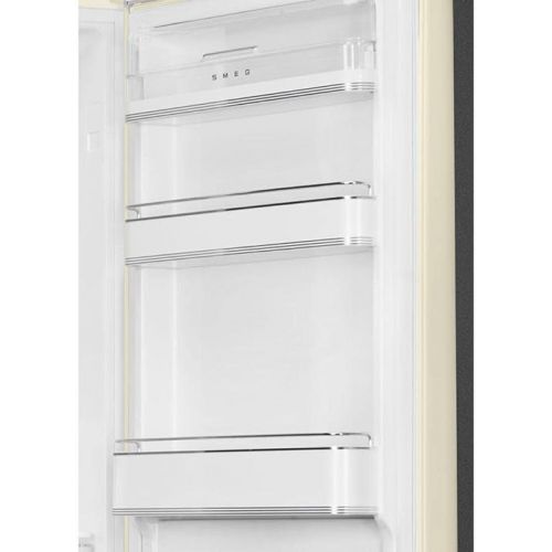 스메그 Smeg FAB32 50's Retro Style Aesthetic Bottom Freezer Refrigerator with 11.17 Cu Total Capacity Multiflow Cooling System Adjustable Glass Shelves 24-Inches Cream Right Hand Hinge