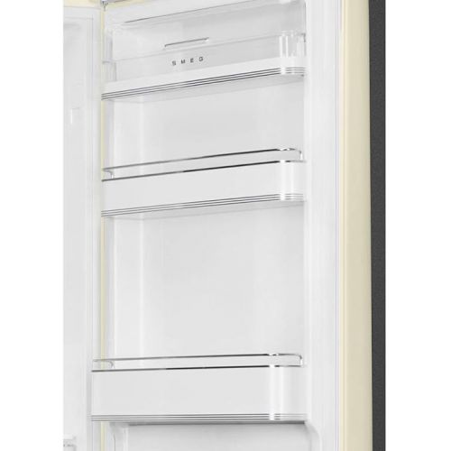 스메그 Smeg FAB32 50's Retro Style Aesthetic Bottom Freezer Refrigerator with 12.75 Cu Total Capacity Multiflow Cooling System Adjustable Glass Shelves 24-Inches Orange Right Hand Hinge