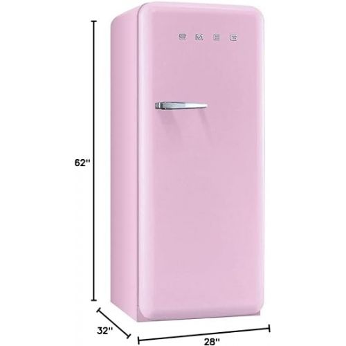 스메그 Smeg FAB28URPK3 50s Style 9.2 Cubic Feet Pink Right-hand Refrigerator with Freezer Compartment