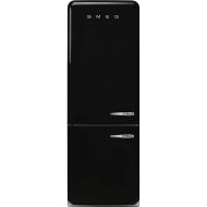 Smeg FAB38 50's Retro Style Aesthetic Bottom Freezer Refrigerator with 18 Cu Total Capacity, Multiflow Cooling System, 3 Adjustable Glass Shelves 28-Inches, Black Left Hand Hinge