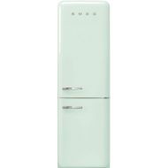 Smeg FAB32 50's Retro Style Aesthetic Bottom Freezer Refrigerator with 11.17 Cu Total Capacity, Adjustable Glass Shelves 24-Inches, Pastel Green Right Hand Hinge