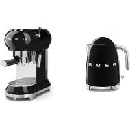 Smeg Espresso Machine, 1 liters, Black ECF01 BLUS & 7 CUP Kettle (Black)