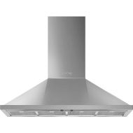 Smeg Portofino Series 48-Inch Pro Style Wall Mount Chimney Ducted 600 CFM Hood with Recirculating Option & Led Lights (Stainless Steel)