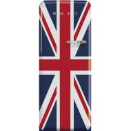 Smeg FAB28 50's Retro Style Aesthetic Top Freezer Refrigerator with 9.92 Cu Total Capacity, Multiflow Cooling System, Adjustable Glass Shelves 24-Inches, Union Jack Left Hand Hinge