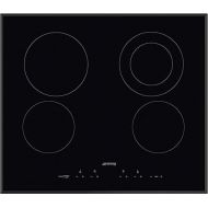 Smeg SEU244ETB Ceramic Electric Cooktop with Beveled Edge Black Glass Finish, 4 Cooking Zones, 9 Power Levels, 24-Inches