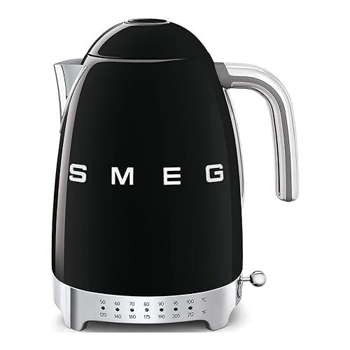 스메그 Smeg Espresso Machine, 1 liters, Black ECF01 BLUS & Black Stainless Steel 50's Retro Variable Temperature Kettle
