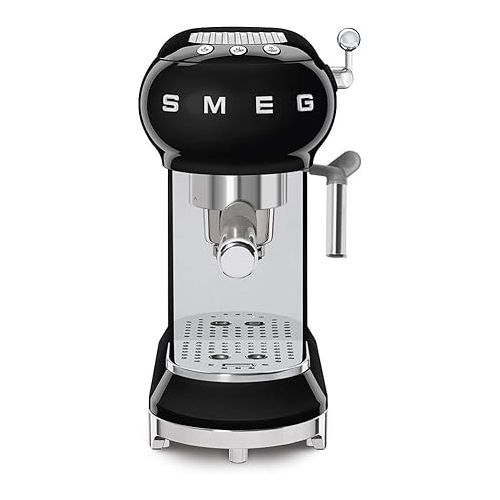 스메그 Smeg Espresso Machine, 1 liters, Black ECF01 BLUS & Black Stainless Steel 50's Retro Variable Temperature Kettle