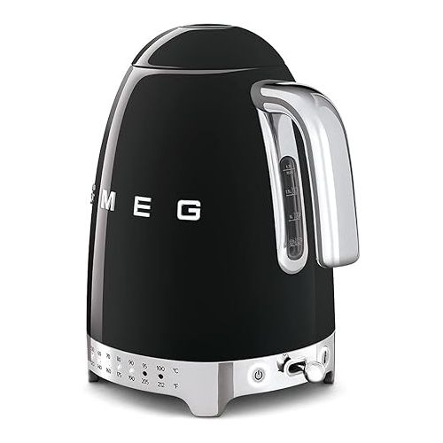 스메그 Smeg Espresso Machine, 1 liters, Black ECF01 BLUS & Black Stainless Steel 50's Retro Variable Temperature Kettle