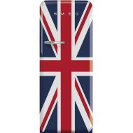 Smeg FAB28 50's Retro Style Aesthetic Top Freezer Refrigerator with 9.92 Cu Total Capacity, Multiflow Cooling System, Adjustable Glass Shelves 24-Inches, Union Jack Right Hand Hinge